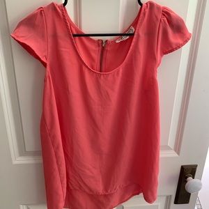 Pink/Coral Chiffon Loose Top